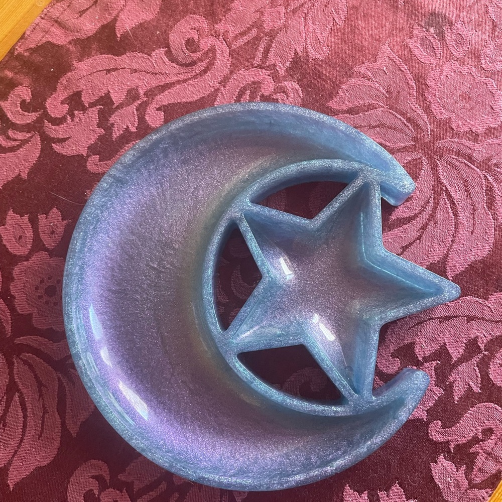 Blue and Purple Crescent Moon Star Decor Accent
